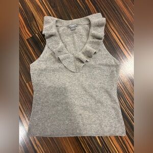 Ann Taylor Heather Gray Cashmere Ruffle Tank Top Vest
